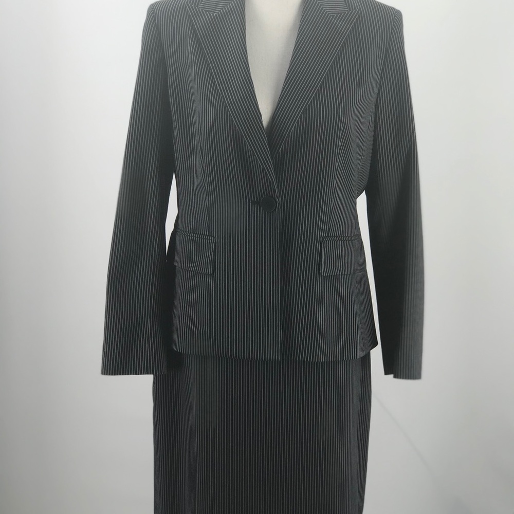 Anne Klein Gray/Black Stripe Skirt Set